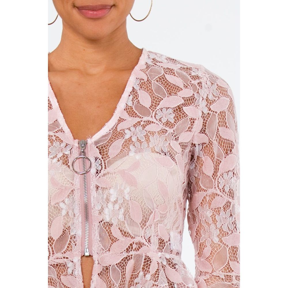 Carmin Sheer Lace Jacket with 3/4 bell sleeves - Picture 2 of 7